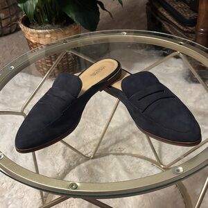 Michael Kors Dark Navy Blue Geri Suede Slides